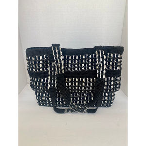 Black and Silver Crochet Shoulder Bag